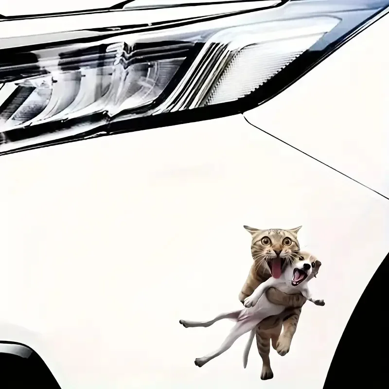 

Виниловая наклейка «Кот и собака» (1 шт.), игривая, водонепроницаемая, съемная, для мотоцикла, автомобиля, ноутбука, бутылки