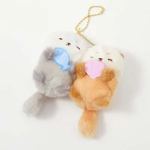 2PCS/セット磁気カワウソのキーチェーンドッグ韓国スタイルの漫画カップルペンダントタートルかわいいフルーツバッグチャームカーキーアクセサリー 8ベストセールスオッターキーチェーン-5