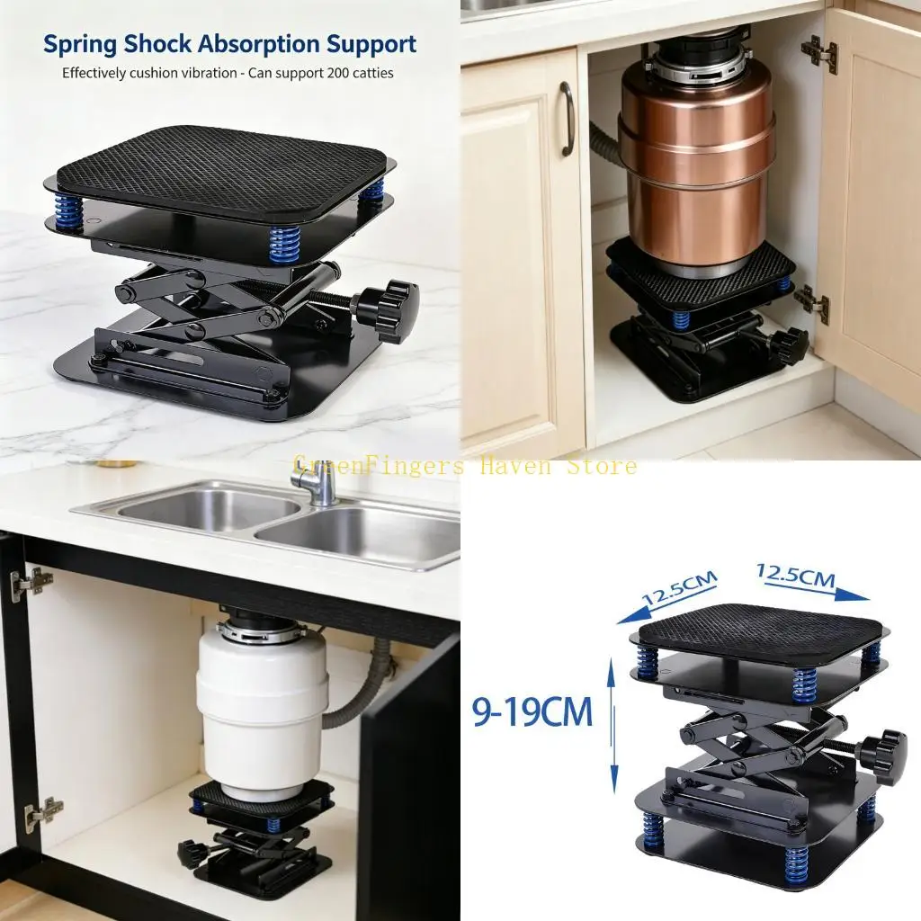 

F68D Carbon Steel Adjustable Support Base Scissor Lift Stand For Food Waste Grinder And Tool Level With Wide Platform