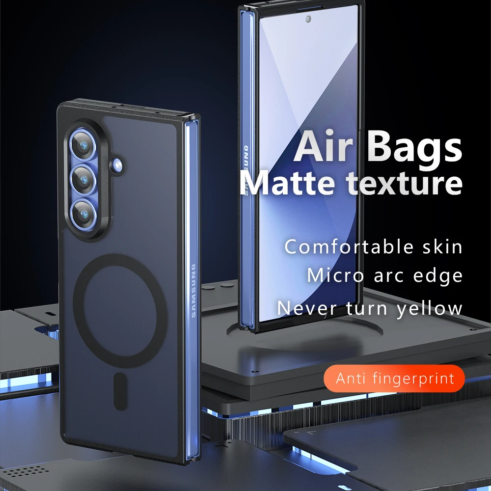 

Чехол для телефона HARUINO для Z Fold 6, роскошный тонкий магнитный чехол для Samsung Galaxy PC + ТПУ, чехол для телефона с беспроводной зарядкой Fold 6, чехол