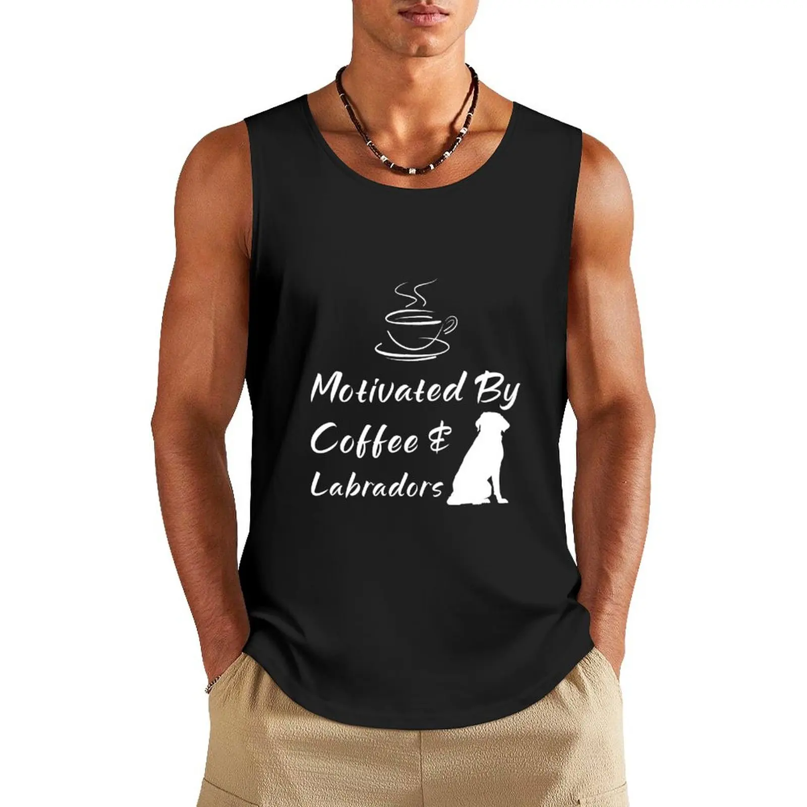 

Motivated By Coffee And Labradors Tank Top sleeveless man shirts t-shirt for men