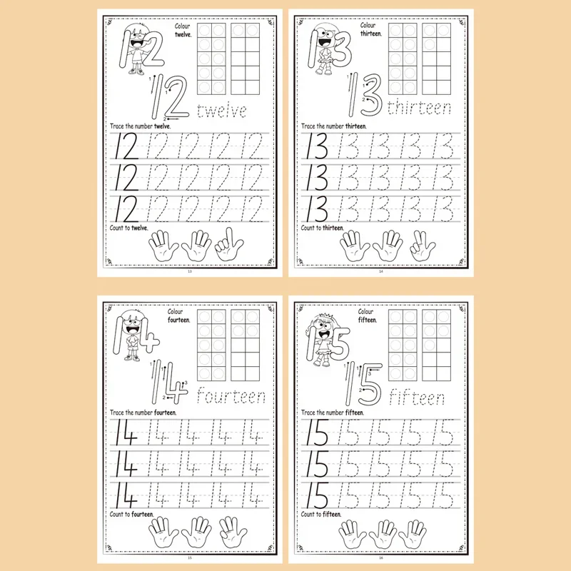 Übungsbuch für Zahlen 0-30 Zeichenbuch Stiftkontrolle Kalligraphie Übung Zuhause und Schule Lernen Arbeitsbuch Mathematik – Detail 4
