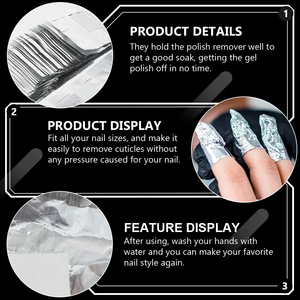 300 قطعة من أغلفة تنظيف طلاء الأظافر تناسب جميع الأحجام سهلة إزالة الجل وسادات قطنية نقع قبالة الرقائق لفن الأظافر