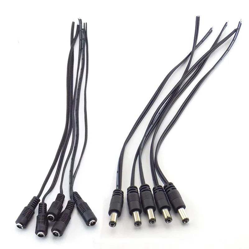 5pcs/lot 2.1*5.5mm 12v DC Male Female Connectors Plug Power Supply Extension Cable cord wire CCTV Camera LED Strip Light