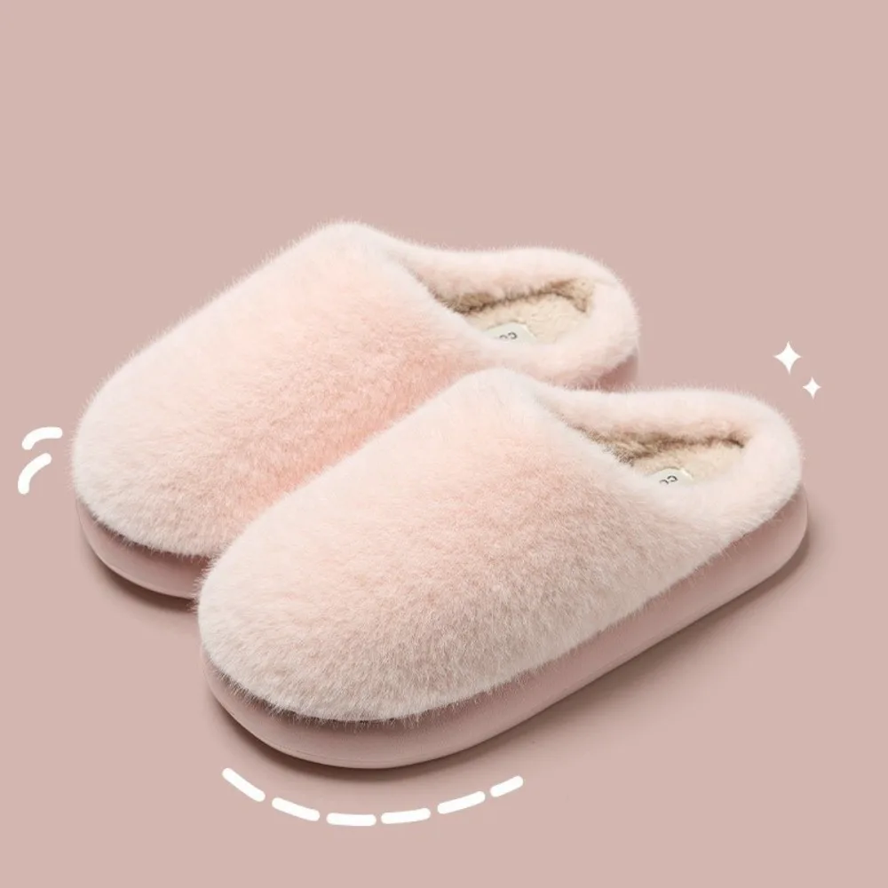 فو الفراء الشتاء المنزل نعال تدفئة زلة مقاومة سميكة وحيد نعال من القطن الدافئة لينة مريحة زوجين النعال للنساء والرجال