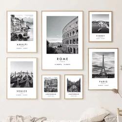 Black White Travel Canvas Painting Italy Australia Netherlands Landscape Poster Paris Venice Rome Prints Wall Picture Home Decor