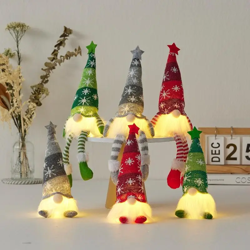 Knitted Faceless Gnome Doll Merry Christmas Tree Decor Home Ornament New Year Festival Gift