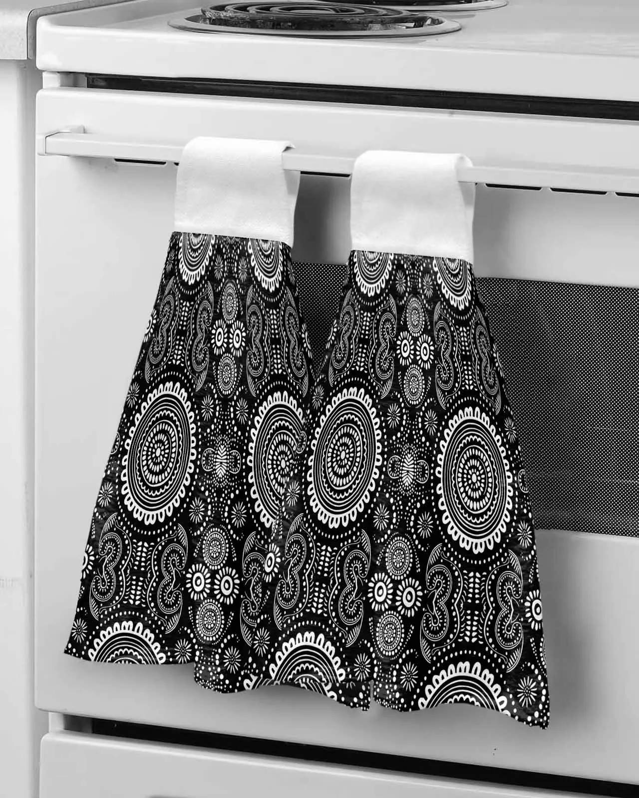 Hand Drawn Lines Polka Dots Graffiti Abstract Wipe Hand Towel Absorbent Hanging Towels Kitchen Wipe Dishcloths Bathroom Wipe