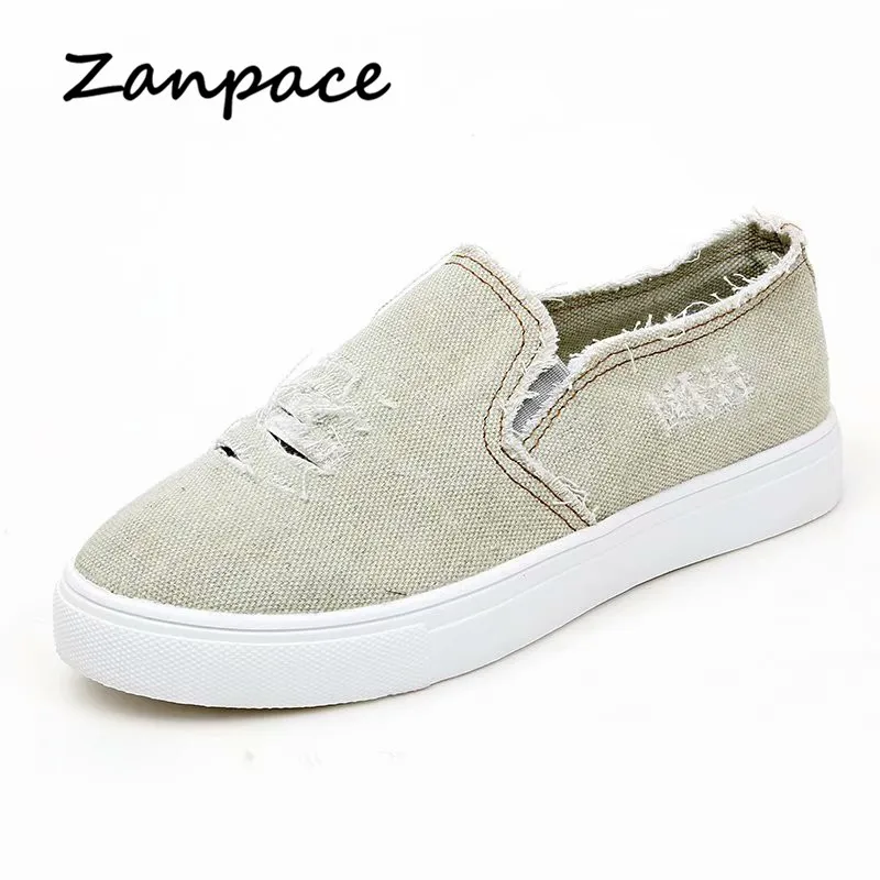 Flat Shoes Women Denim Loafers Big Size Womens Shoes Casual Spring Ladies Platform Shoes Slip-On Canvas Shoes Zapatos De Mujer