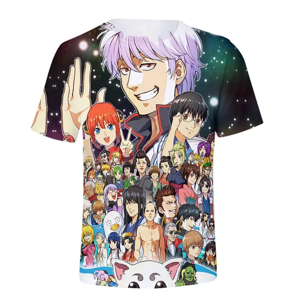 Summer Japan Gintama 3d Printing  T-shirts Short Sleeved Round Neck T-shirt for Fashionable and Handsome Boys