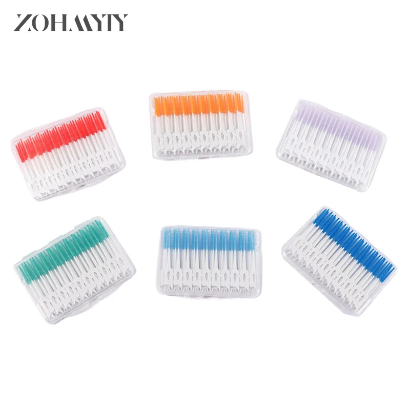 120pcs/box Oral Care Tools Silicone Interdental Brushes Super Soft Dental Cleaning Brush Teeth Cleaner Dental Floss Toothpicks