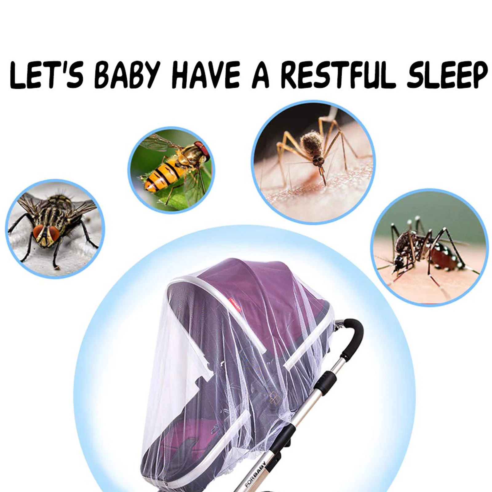 

2pcs Baby Stroller Mosquito Net Lightweight Bug Insect Protector for Crib Bassinet Playpen Car Seat for Infants