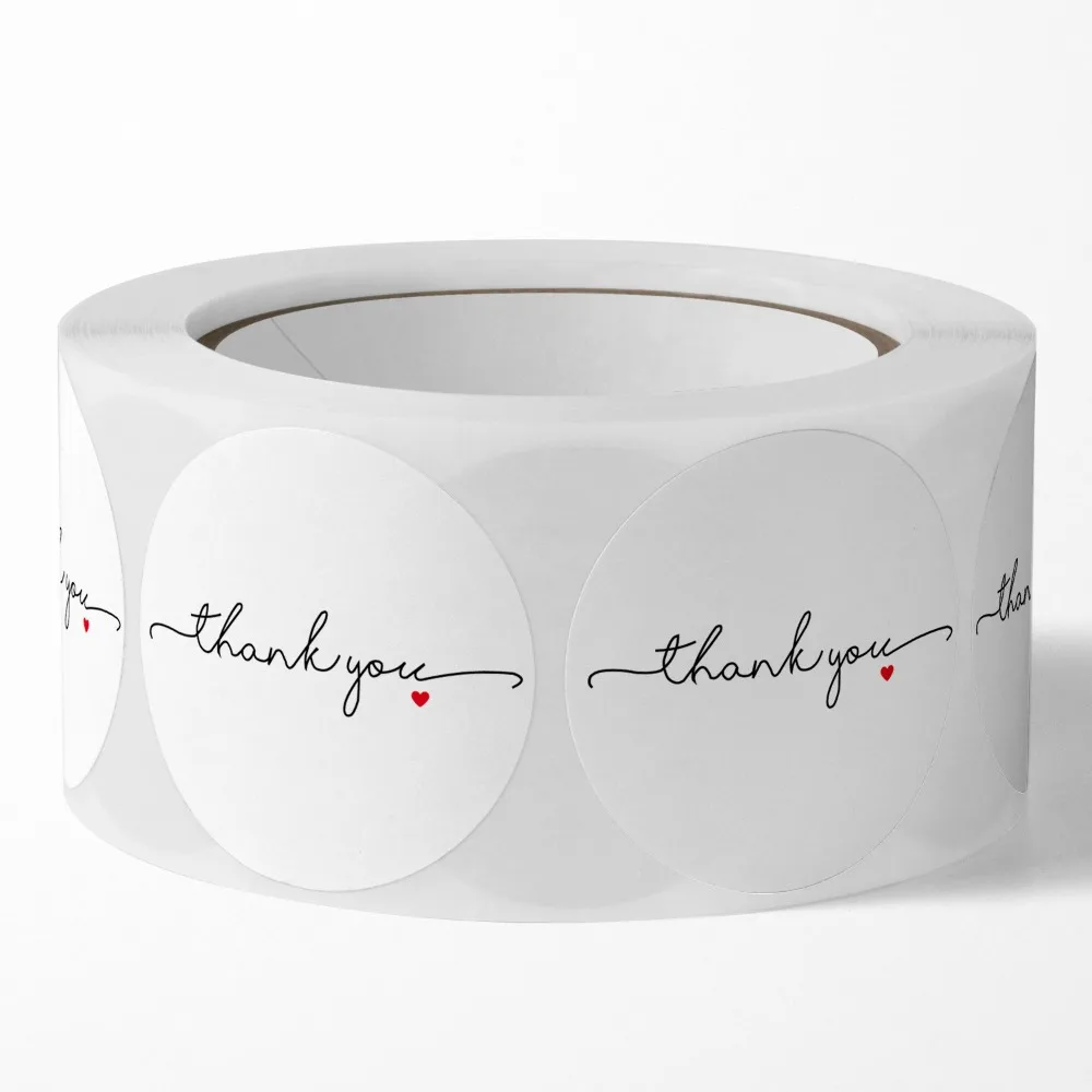 ملصقات ملصقات هدايا مزخرفة باللون الأبيض الدائري شكرًا لك على طلب شريط لاصق لختم الهدايا في المتجر #5