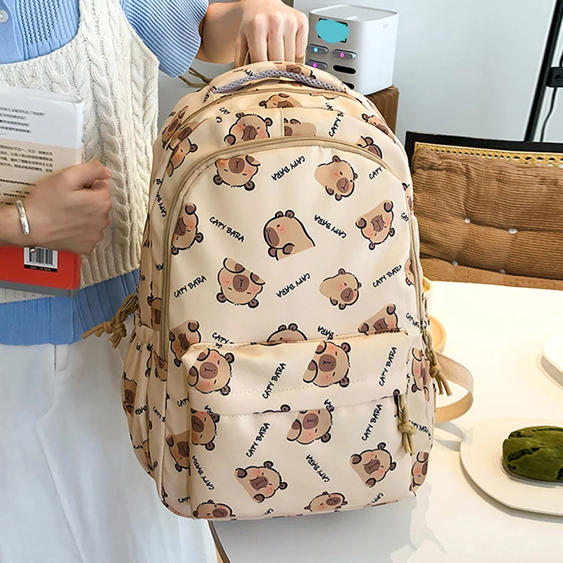 

Легкий рюкзак большой емкости с рисунком капибары, школьная сумка, школьный рюкзак, модный рюкзак с регулируемыми ремнями, подарки