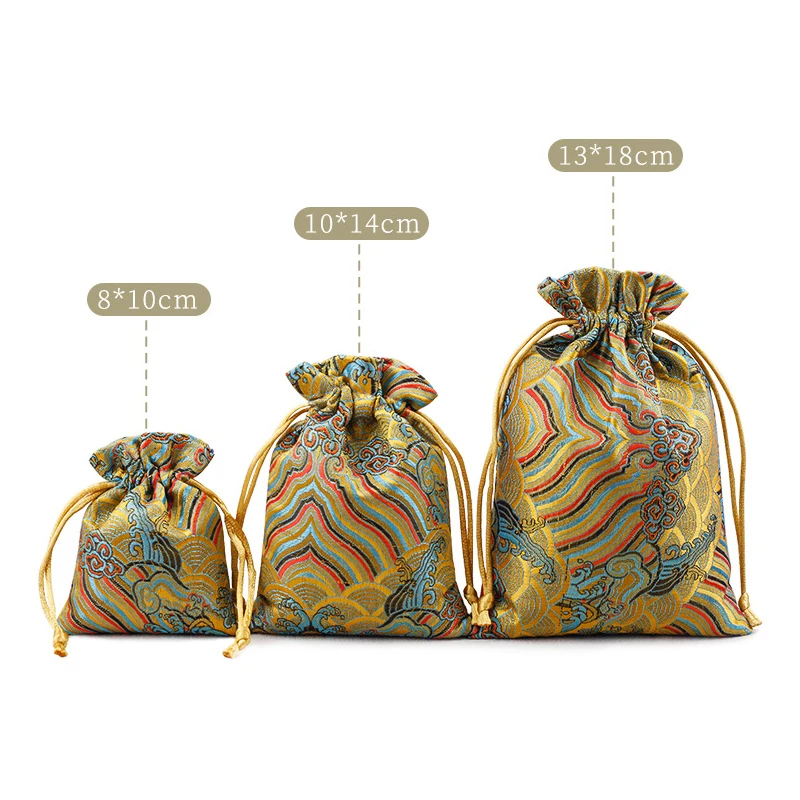 موجة نمط حزمة جيب الديباج الرباط حقيبة اليدوية الديباج حقيبة مجوهرات حقيبة للمجوهرات الفواكه المجففة أدوات مكتبية #5