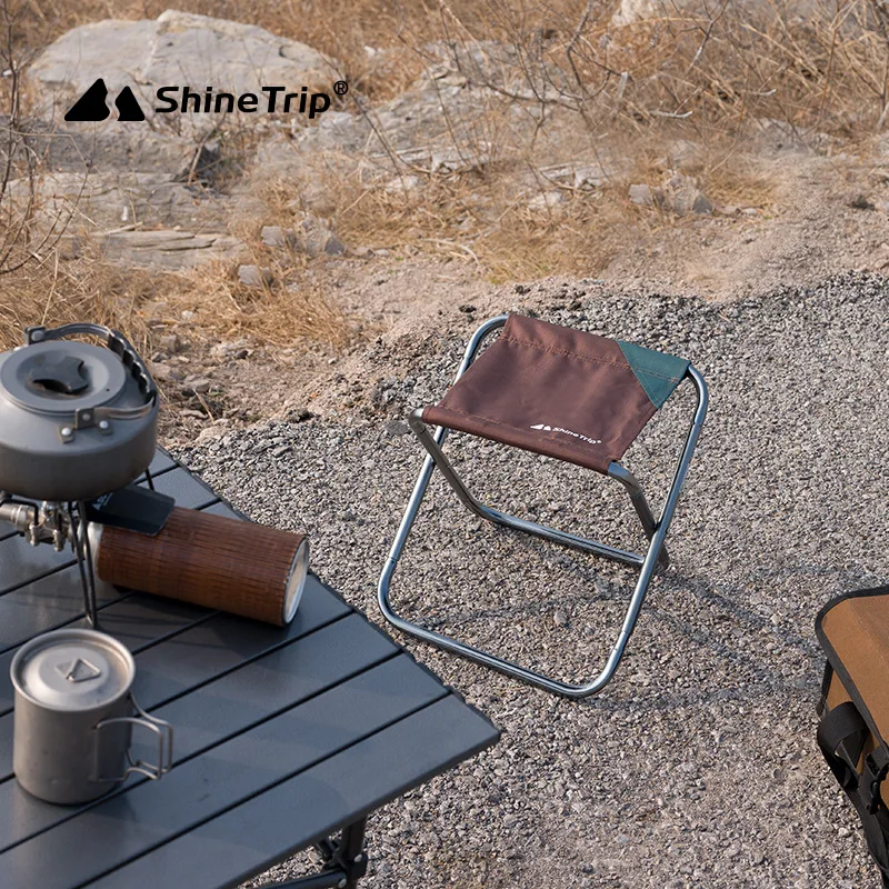 ShineTrip Outdoor 7075 Aluminum Alloy Portable Folding Stool Train Magza Leisure Camping Fishing Chair Sketching Stool Large