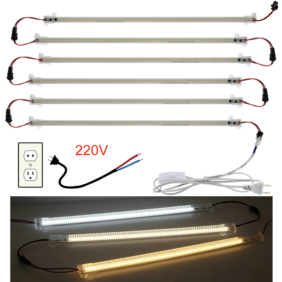 1-6Pcs 220V LED Bar Light Rigid Strip Under Cabinets 72 LED Floodlight Tube Lightbar for Home Kitchen Indoor Lighting Backlight