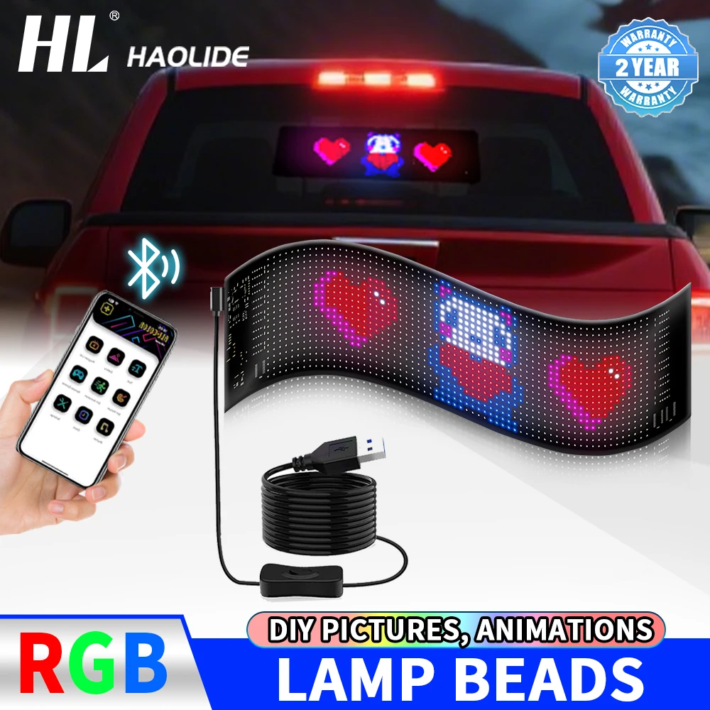 

HL 16X64 LED Matrix Panel Rolling Advertising LED Signage USB 5V Bluetooth App Controlled Sign Light Programmable LED Car Sign