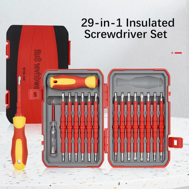 

29 шт., 1000 В, изолированный набор магнитных отверток, Phillips, плоский Torx, набор инструментов для ремонта электроники для ПК, холодильника, электроники