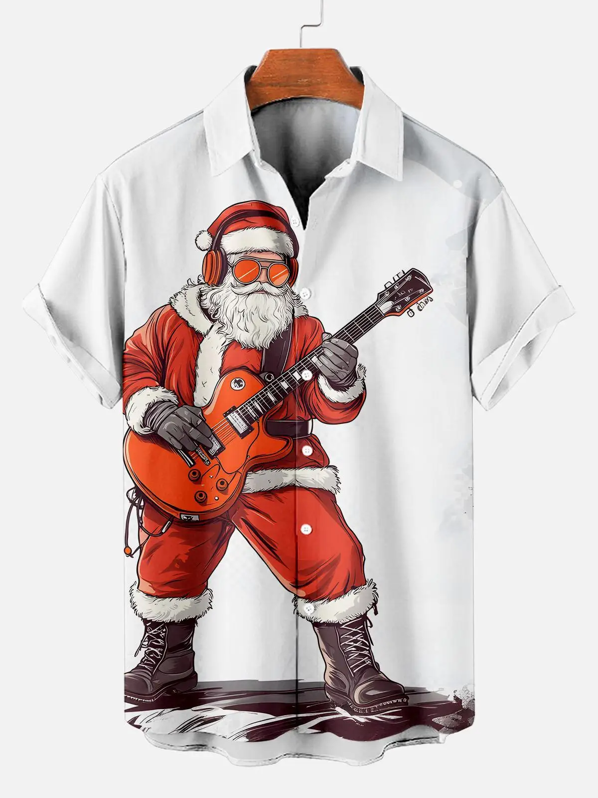 Men's Shirts 3D Christmas Printed Clothes Funny Button Short Sleeve Streetwear Shirt For Men Santa Claus Pattern Daily Clothing