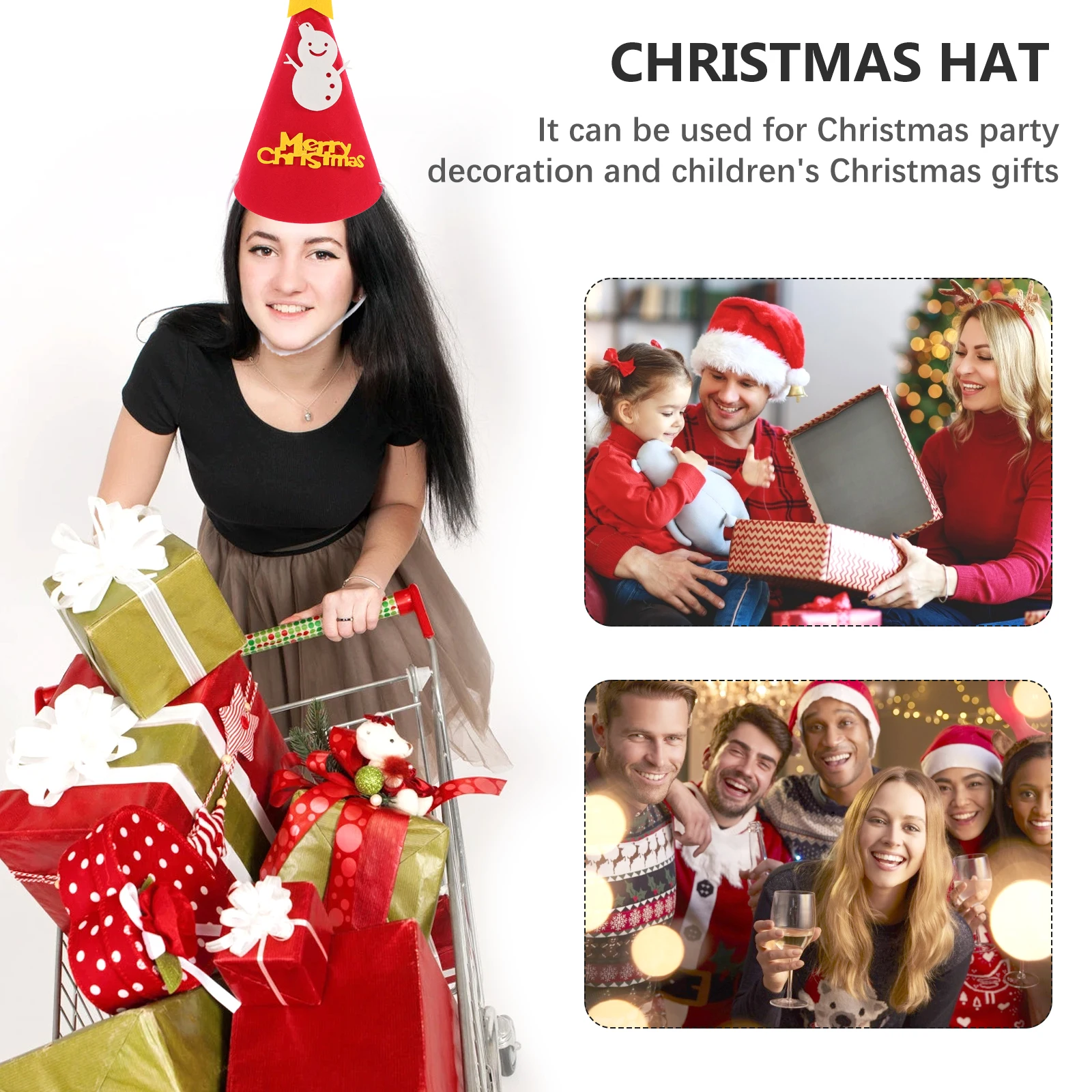 

8Pcs Christmas Hat Felt Cartoon Decoration Party Ornament Xmas Supplies Christmas Gift Decoration Xmas Felt Hat