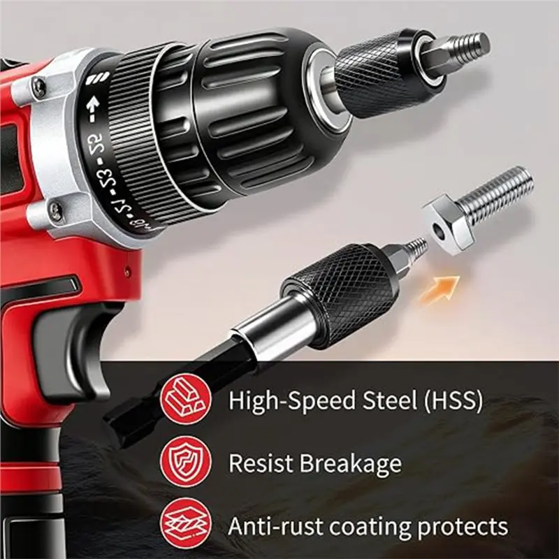 [HOT!】 Broken Bolt Removal Tool Kit 33PC HSS Damaged Screw Extractor Set With Magnetic Holder Socket Adapter Case Easy Out