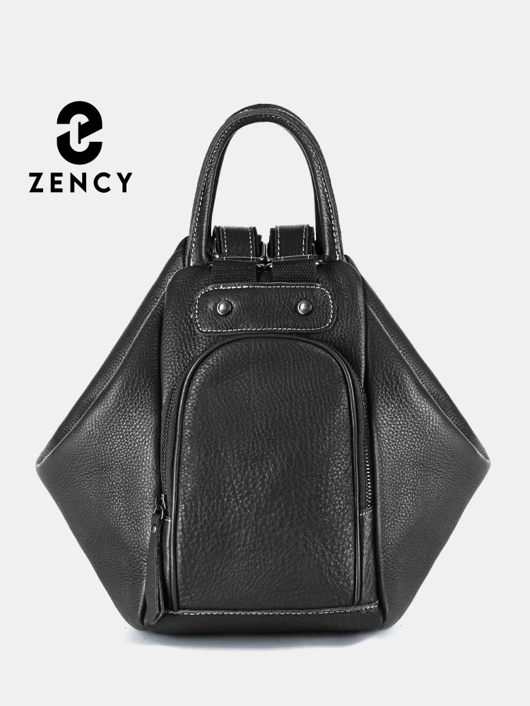 Zency Genuine Leather Women\'s Transformable Backpack Knapsack 2024 Designer Shoulder Bag Rucksack Large Pockets For Travel Work