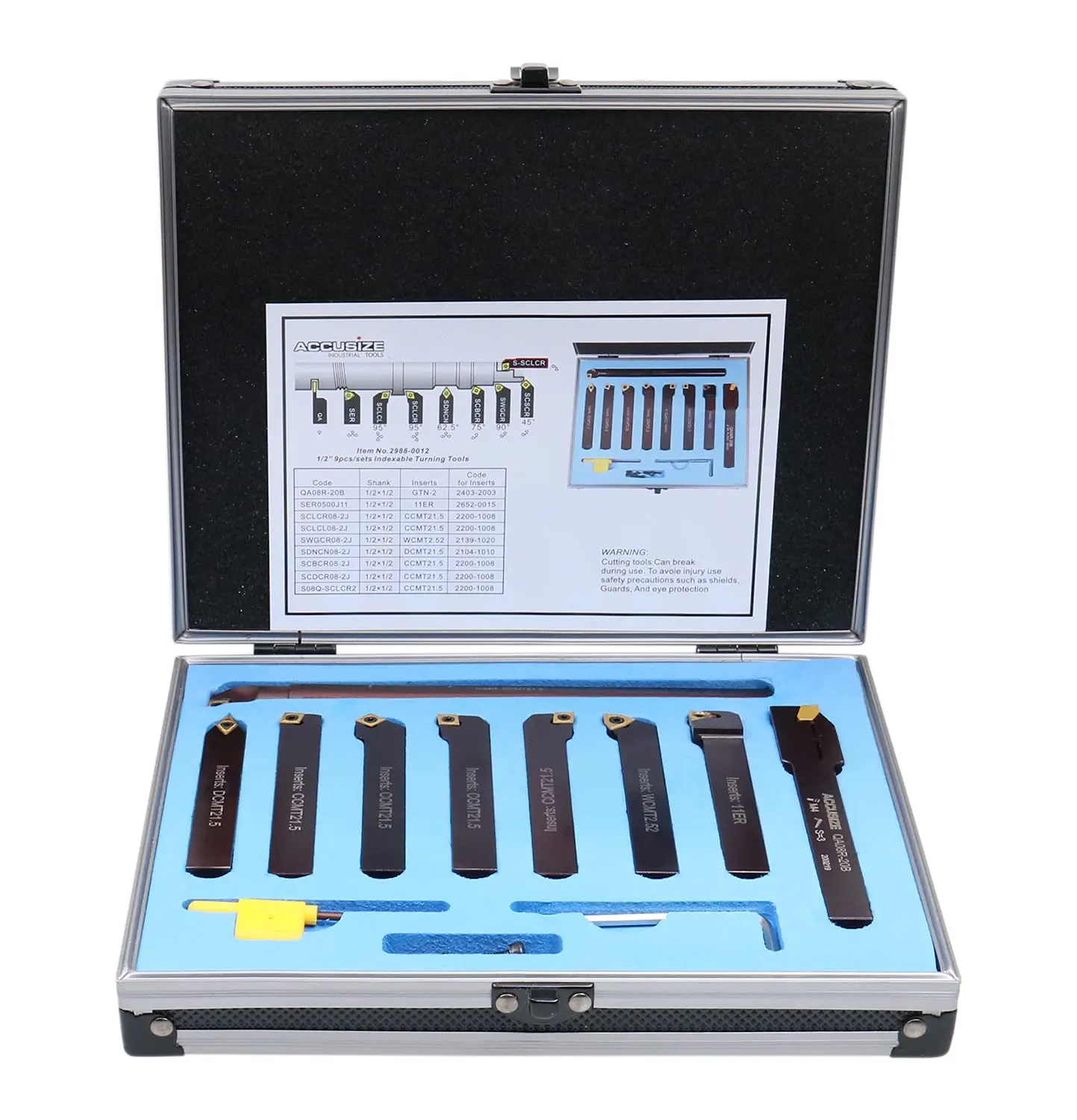 

1/2" 9-Piece Indexable Carbide Turning Tools & Boring Bar Set for Industrial Precision