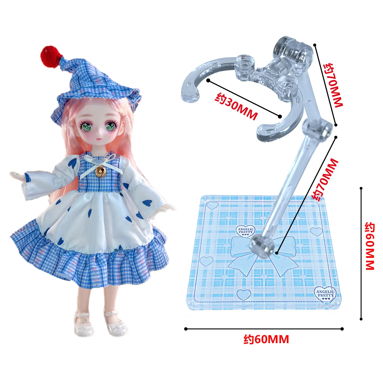 

Dreamy Bow Lolita BJD Doll Stand Accessories Adjustable Doll Display Stand Action Figure Cute Card Waist Support Bracket