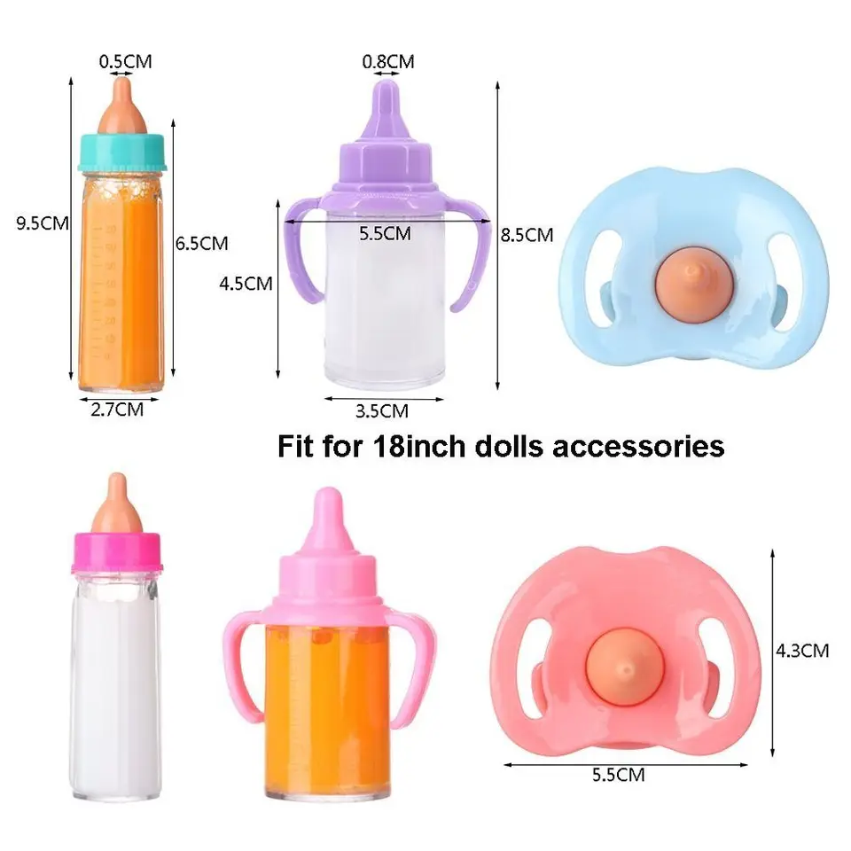 Juego De 3 Biberones Mágicos Con Leche Que Desaparece Para Muñecas – Accesorios De Alimentación Realistas En PP Seguro, Regalo Ideal Para Niños De 3+ Años