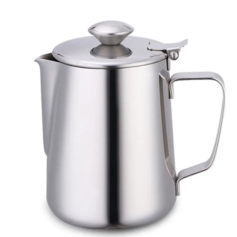 

AB46-Large 67 Oz Stainless Steel Pitcher With Lid, Metal Pot Milk Frothing Jug For Espresso Machines, Latte Art, Hot Water