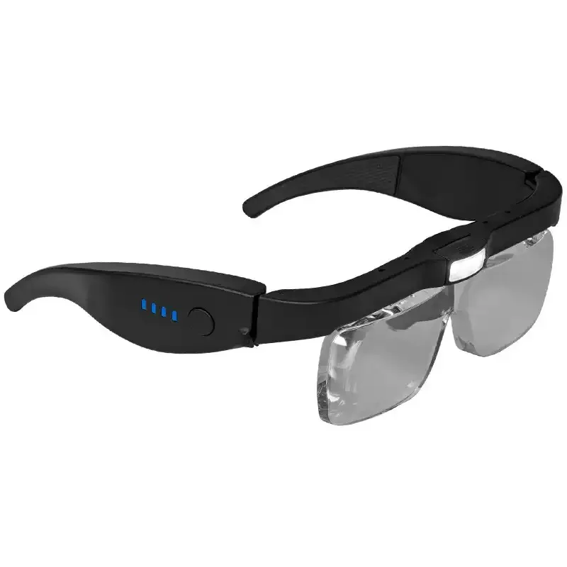 Rechargeable Head‑Mount Magnifier Glasses with LED Light, 4X HD Loupe for Seniors Reading Repair Carving Handwork