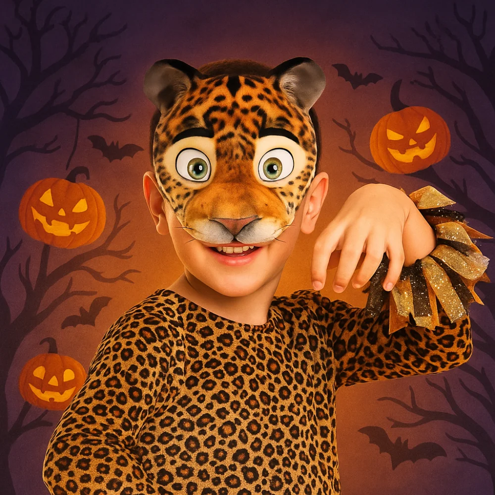 

Cute EVA Halloween Mask Half Face Leopard Animal Mask Party Props Cosplay Supplies Tiger Plush Mask Costume Props
