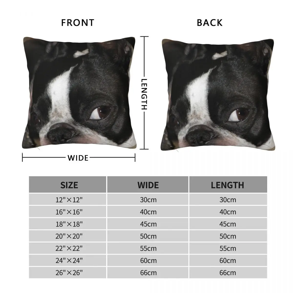 Boston Terrier Bailey Dog Square Pillowcase Polyester Linen Velvet Creative Zip Decor Pillow Case Home Cushion Cover