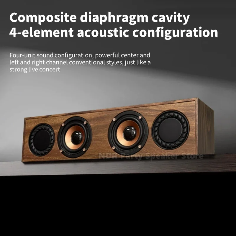 Altoparlanti Bluetooth in legno Subwoofer wireless portatile Mega Bass Computer di casa Echo Soundbar da parete HiFi Stereo TF AUX U Disco