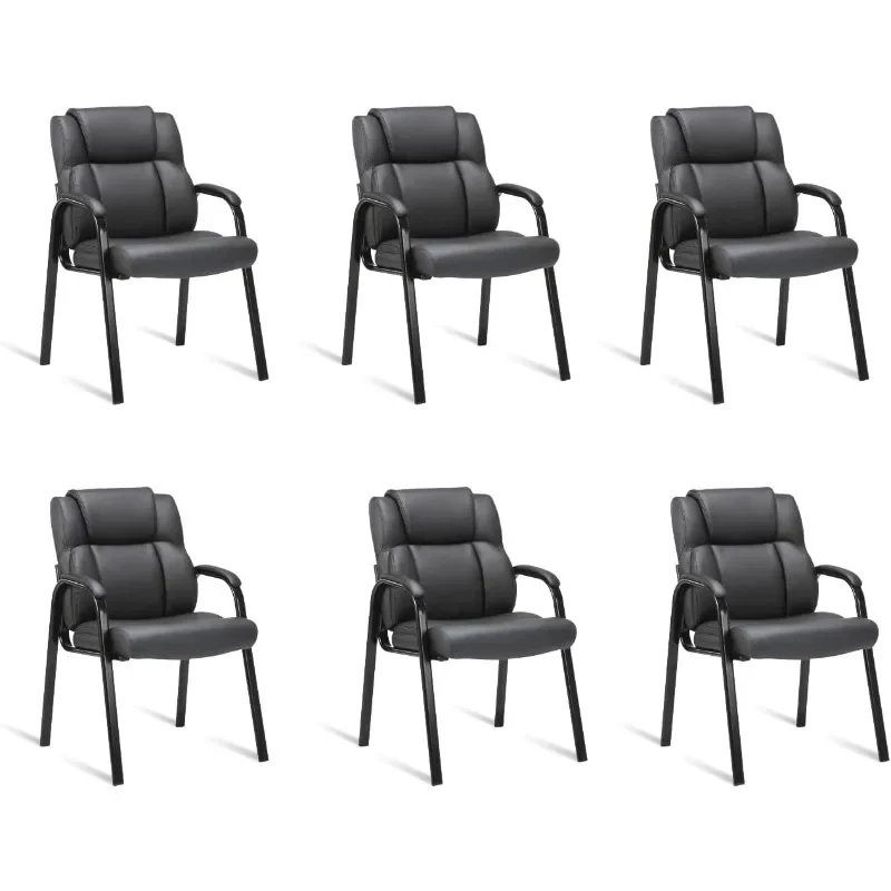 

CLATINA Leather Guest Chair set with Padded Arm Rest for Reception Meeting Conference and Waiting Room Side Office Home Black