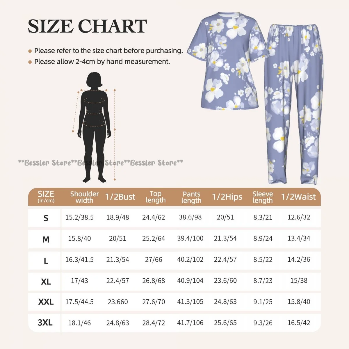 Women's 2-piece set Delicate Daisy Floral Pajamas Short sleeved Top and Pants Sleepwear view 6