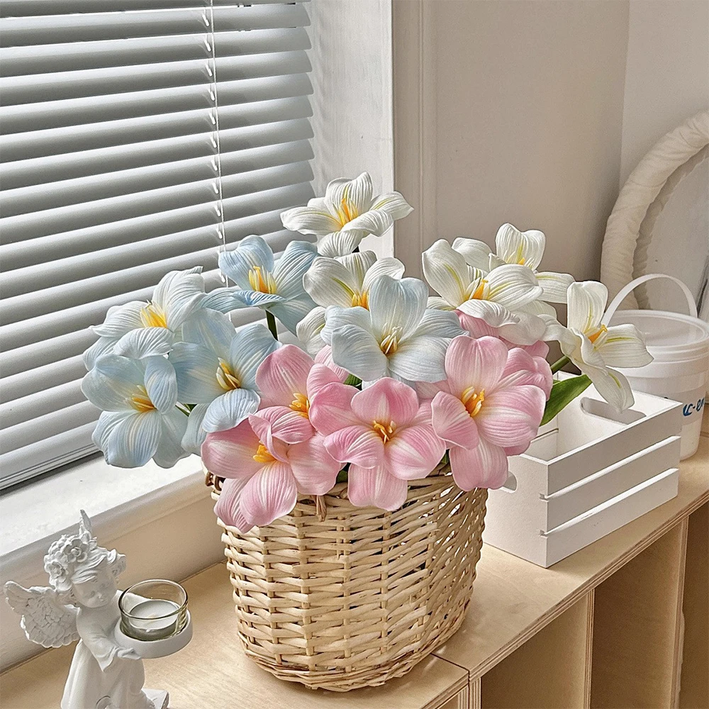 

5pcs Artificial Flowers Tulip Fake Flower Home Garden Table Wedding Decoration Fake Flower 5-Head Tulips Bouquet Garden Decor
