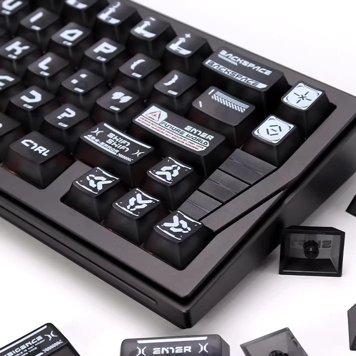 

Crisis theme Original high black fog transparent keycaps Mechanical keyboard Customized 141 key full set