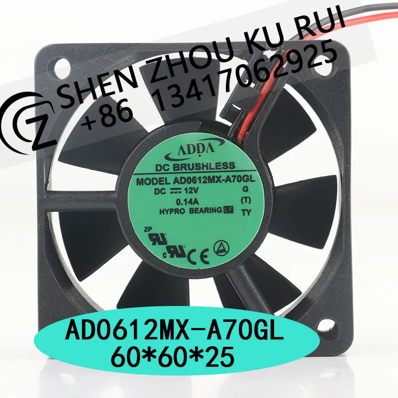 Original ADDA 5V 24V 48V DC 12V 0.14A AC EC 6025 60X60X25MM 6CM 2-wire inverter chassis Super quiet AD0612MS-A70GL cooling fan