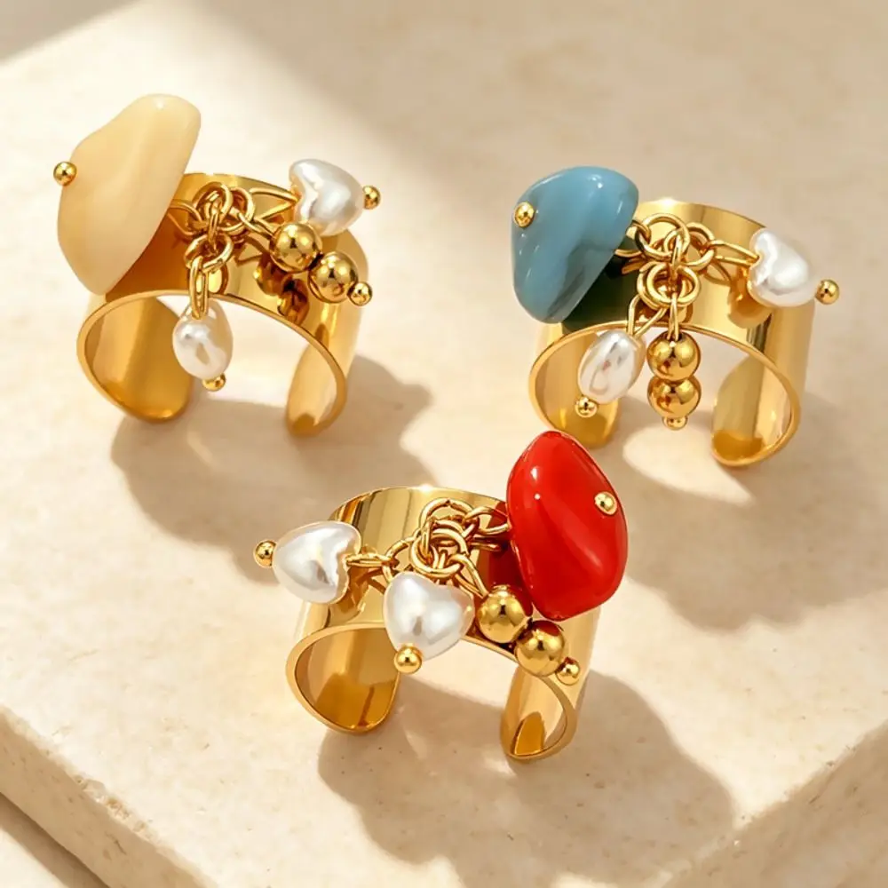 Gold Tone Charm Open Ring Adjustable Band Non Fading Adjustable Ring Lightweight Long Lasting Finish Dangle Pendant Ring Party