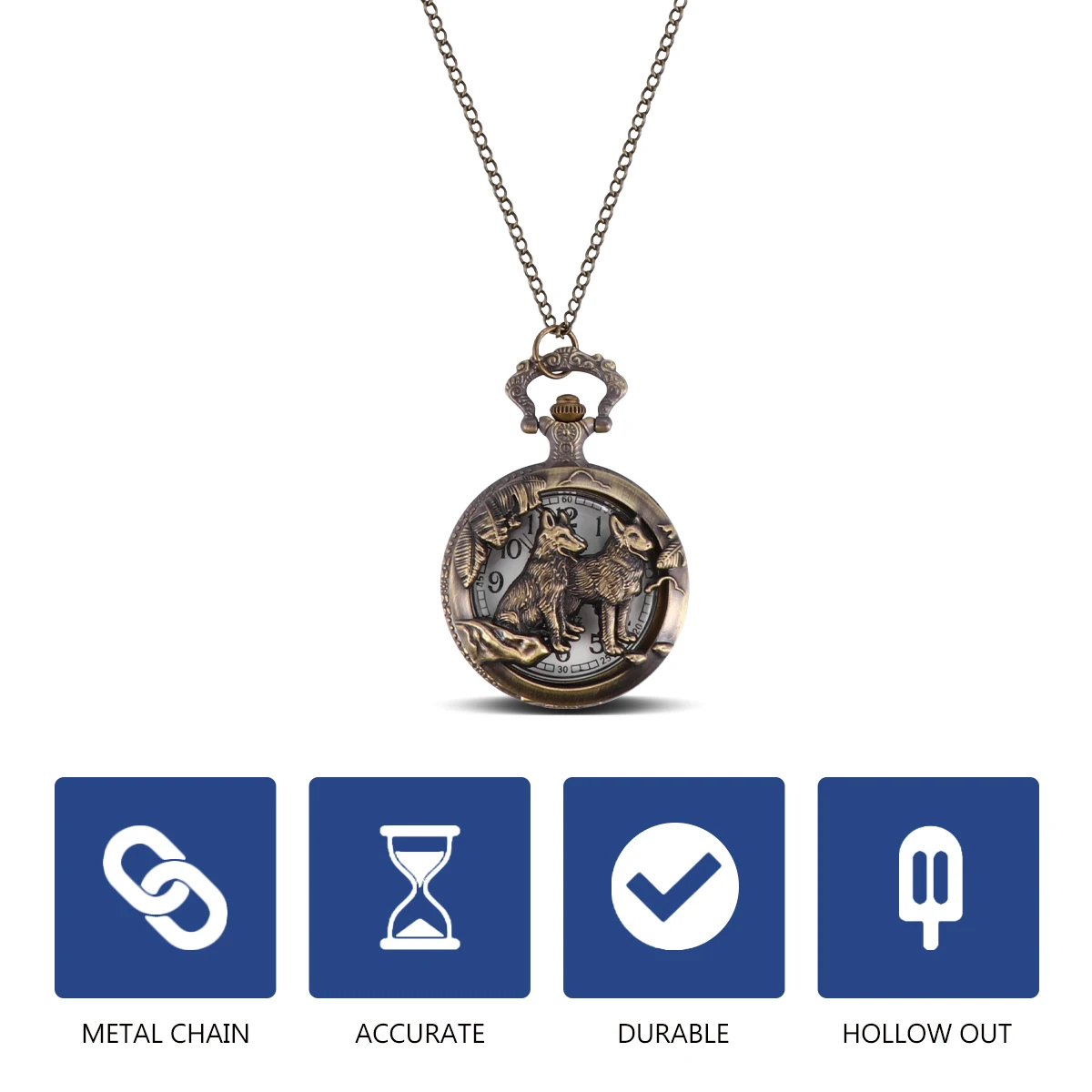 

1Pc Hollow Dog Pattern Pocket Watch Retro Alloy Quartz Lightweight Fashion Accessory