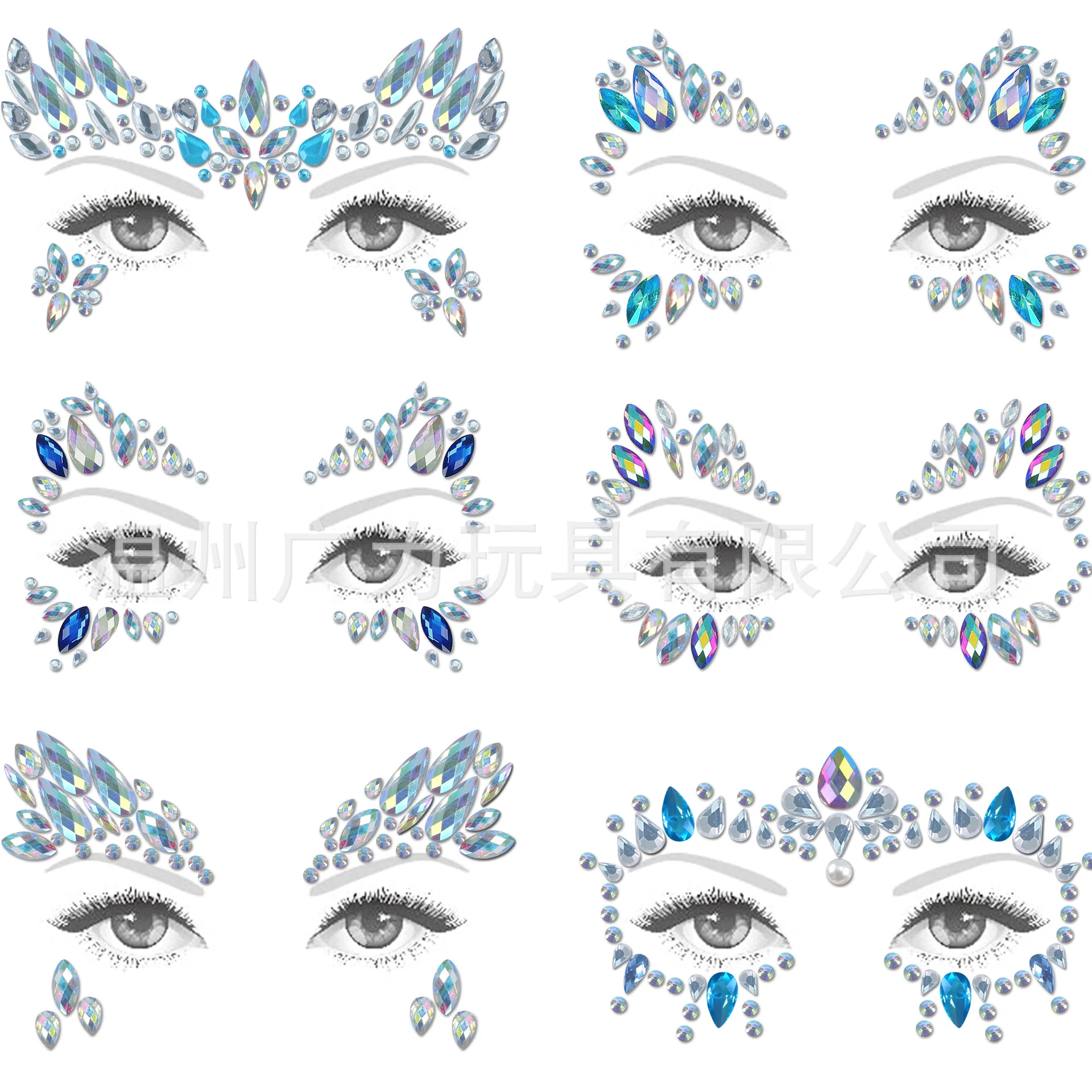 Fashion Forehead Face Gems Stickers Self Adhesive Waterproof Acrylic Rhinestones for Makeup Party Ball Dance Stage Decoration view 5