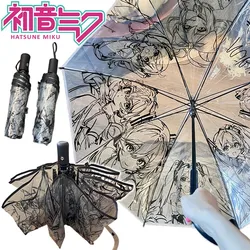 Hatsune Miku Transparent Umbrella Fashion Portable Travel Sun Umbrellas Cartoon Adult Solid Color Fold Umbrella Children Gifts