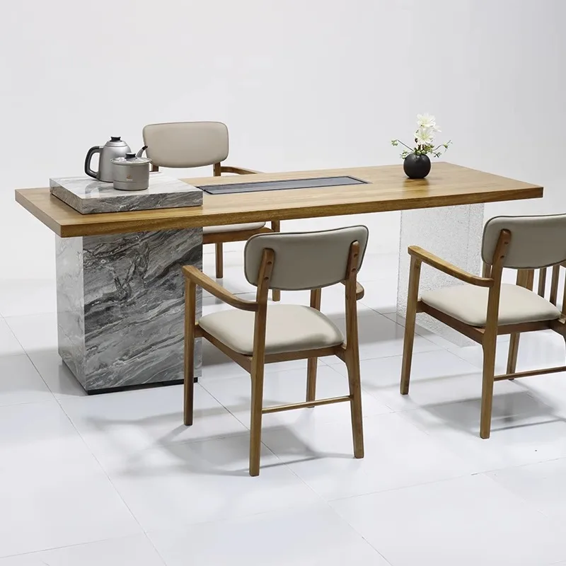 

New Chinese solid wood tea table and chair combination modern simple office zen home tea table