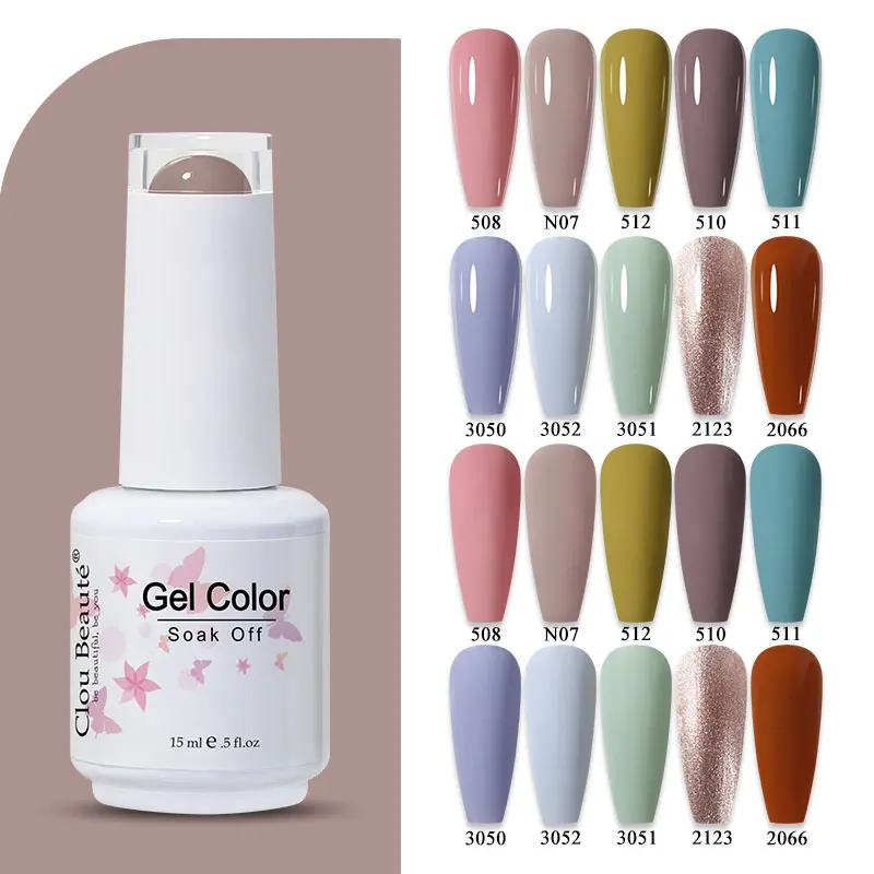 Clou Beaute brauner Kaffee rot Khaki Grey Gel Nagellack dunkle Farbe glänzend semi permanente Gel Nägel Malerei Lack Mädchen Geschenk