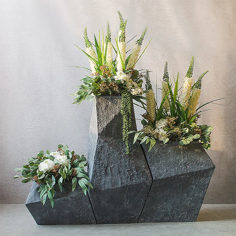 large vase model house sales office decoration flower arrangement texture surface geometric flower