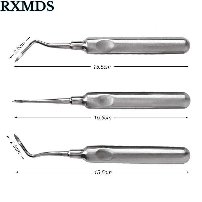 3PCS Dental Curved Root Luxating Lift Elevator Extraction Tool Dental Hexagon Handle Dental Tools Stainless Steel High Quality