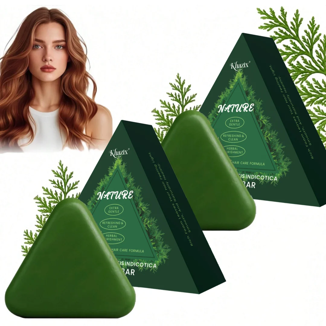 Green Triangle Soap Shampoo Bar with Usman Grass - Natural Cypress Leaf Solid Shampoo Bar for Natural Herbal Hair Care, Calming