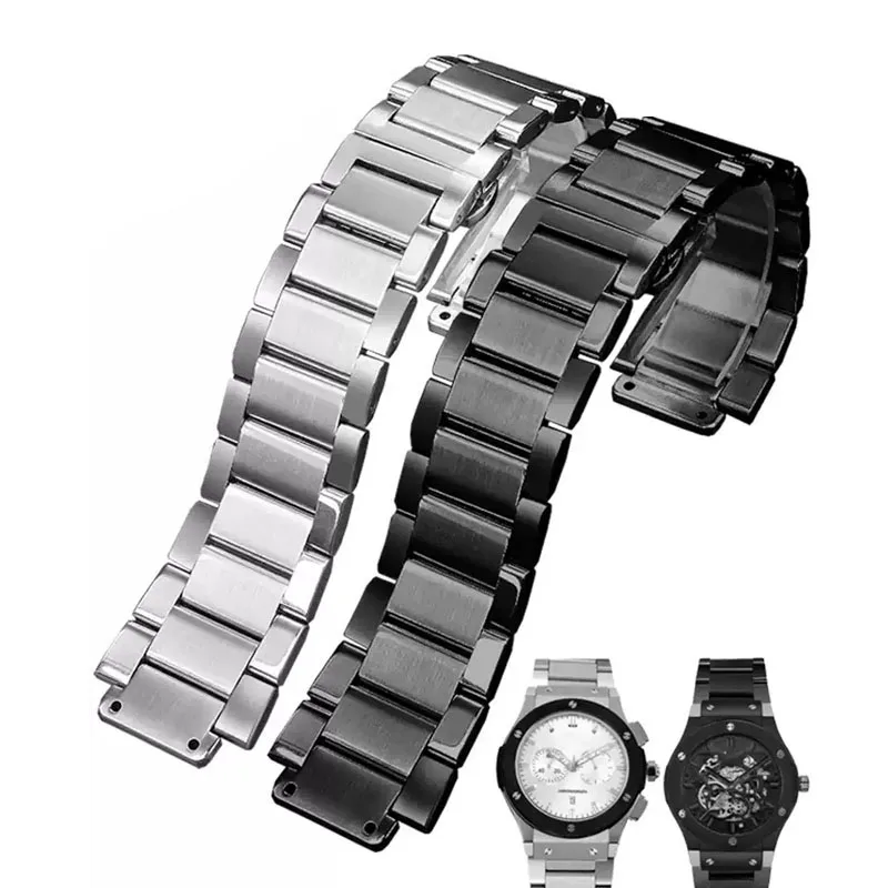 27*19mm  Stainless Steel Strap Silver for Hublot Watch Belt Bracelet Big Bang Classic Fusion Series Men Women Watchbands